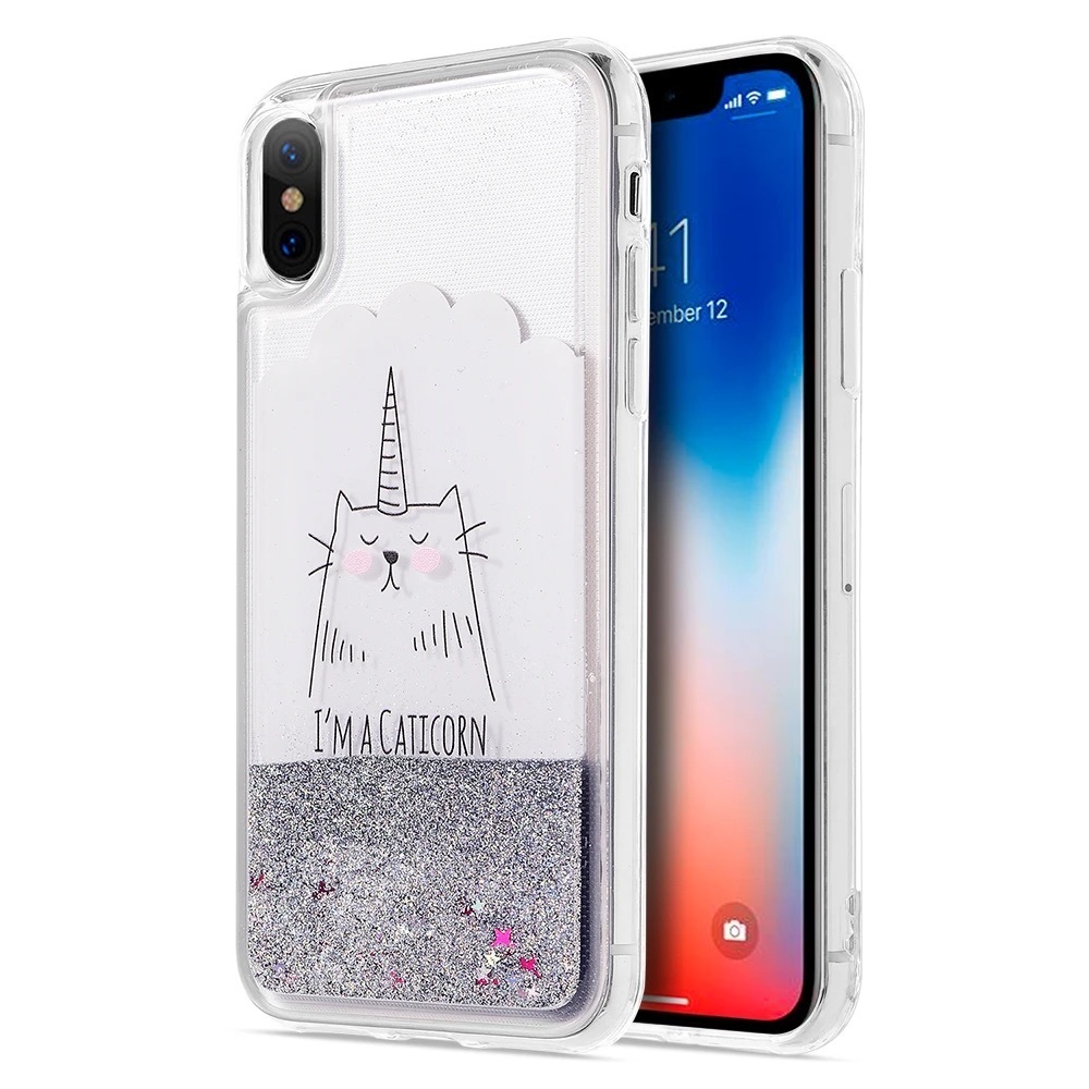 Host Pick! IPhone XS Waterfall Liquid Sparkling Quicksand I’m A Caticorn Case 🦄